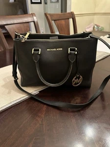 Michael Kors Black Medium Leather Satchel - Picture 1 of 8