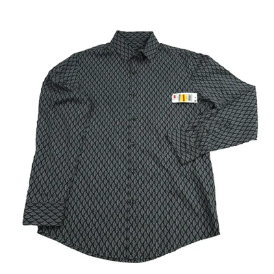 Alfani Men's Button-Up Cotton Dress Shirt Long Sleeve Black Geo Print Small - Image 1 of 4