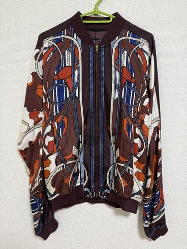 GUCCI Vintage Track Jacket Seta Saten Blu Nastro Design Uomo Tg 46 Bomber