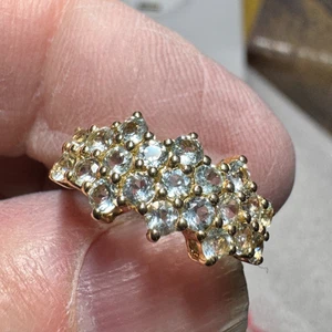 Impresionante anillo de cóctel inglés de oro de 9 quilates - berilo - Birmingham - Imagen 1 de 24