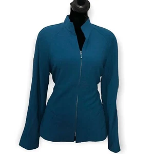 Larry Levine Jacket Shacket Women's 8 Petite Blue Green Zip Travel Casual Work - Picture 1 of 7