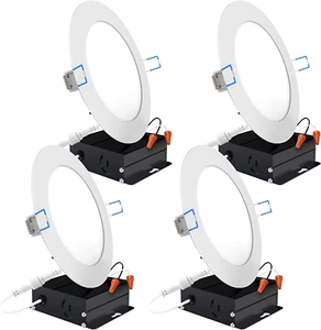 4 Pack 6 Inch Ultra Thin LED Recessed Ceiling Lights, 2700K Soft White, Dimmable - Picture 1 of 7