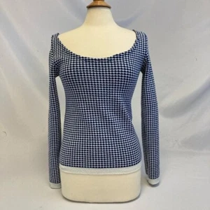 Vintage Pullover Stoff Handarbeit blau-weiß - Bild 1 von 4