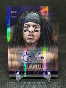 Jason Verrett #002/100 Auto 2014 Prestige Extra Points Purple Signatures Rookie - Imagen 1 de 2