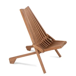 Wood Folding Chair for Outdoor, Low Profile Acacia Wood Lounge Chair PatioGarden - Picture 1 of 23