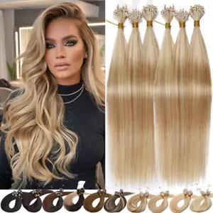 14"-24'' Double Drawn Micro Ring Beads Loop Human Remy 300S Nano Hair Extensions - Picture 1 of 49
