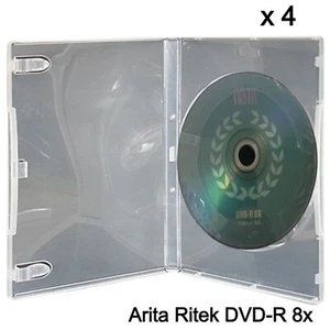 Arita DVD-R 8x Blank Disc 4.7gb Ritek G05 120 min NON printable Logo Jewels x 4 - Picture 1 of 16