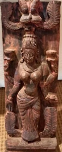 Handgeschnitzte antike hinduistische Göttin Wandrelief/Statue - Bild 1 von 10