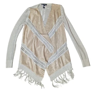 INC International Concepts frange boho cardigan maglia maglione uncinetto donna piccolo - Foto 1 di 5