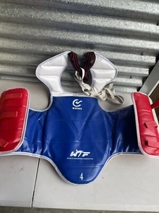 WTF TAEKWONDO Body Armour Chest Guard World Taekwondo Federation Sz 4 160-175cm - Foto 1 di 10