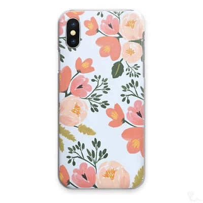 PEACH FLORAL PRINT PHONE CASE FLOWER PRINT HARD COVER FOR APPLE SAMSUNG HUAWEI.. - Image 1 of 4