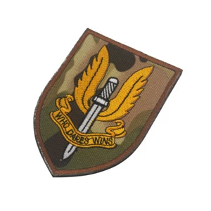 Regno Unito Special Air Service SAS WHO DARES WINS distintivo fai da te patch anello gancio - Foto 1 di 3