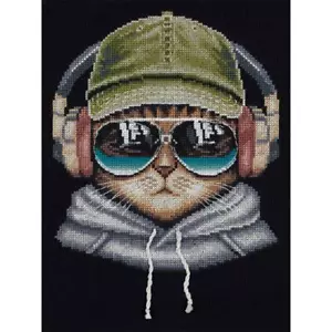 Panna counted cross stitch kit "Stanley music Lover", 18x22,5cm, DIY - Picture 1 of 4
