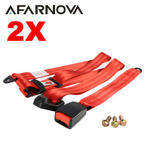 2X Fits Chv 3 Point Harness Seat Strap Seat Belt Lap Strap Replacement Red