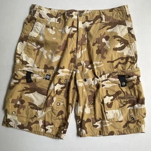 Tribal Gear Shorts Mens Size 38 Cargo Camo Canvas Street Wear Vtg Y2k Baggy Tan - Picture 1 of 8