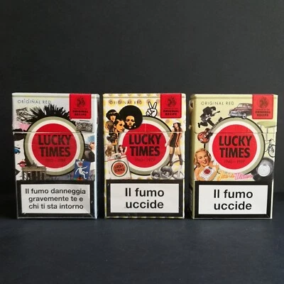 LOTTO PACCHETTI DI SIGARETTE VUOTI Lucky Times Original Red COLLEZIONE VINTAGE - Immagine 1 di 4