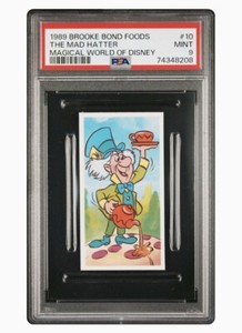 THE MAD HATTER 1989  DISNEY BROOKE BOND CARD # 10. PSA 9 QR Code Low POP