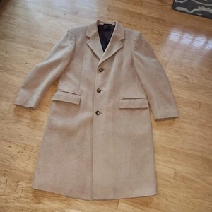 Vintage Unbranded Top Coat Men's 44*Camel Color*Made in Yugoslavia*Very Gd Cond. - Picture 1 of 12