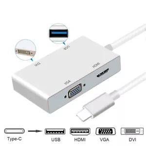 4 in 1 USB-C Type-C to 4K HDMI VGA DVI Converter USB 3.0 Hub Adapter For Mac S - Picture 1 of 5