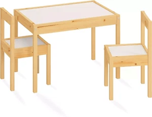 IKEA LATT Children's Small Table and 2 Chairs Wooden Pine Kids Furniture Set - Picture 1 of 7
