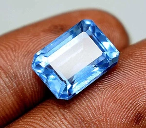 Natural Certified 3.15 Ct Aquamarine Emerald Shape Loose Gemstones Ring Size - Picture 1 of 3