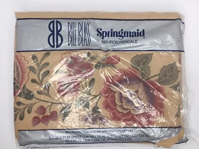 Vintage Bill Blass Springmaid Double Flat Sheet Gwyneth No-Iron Percale USA  - Image 1 of 4