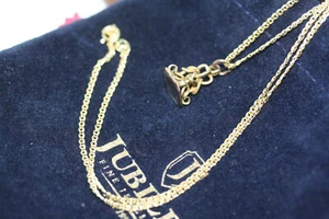 Antiker 1850 georgianischer viktorianischer Anhänger 10K massives Gold Mädchen Damen 18" Halskette - Bild 1 von 12