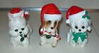 3 figurines de Noël Lefton Maltese-Écossais Terrier & Basset Hound Dog H7069