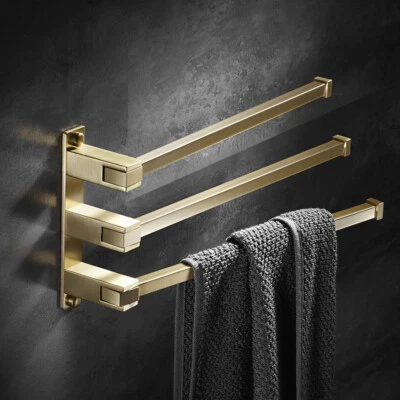 Bathroom Three Layers Towel Rack Folding Brass Bath Towel Holder Brushed Gold  - Image 1 of 4