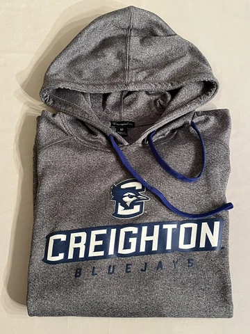 Creighton University Mens Champion Elite Gray Hoodie Sz M Bluejays Logo Cover