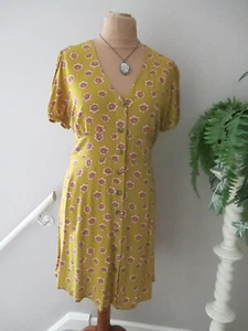 RED HERRING MUSTARD FLORAL DRESS SIZE 18 BNWT - Picture 1 of 5