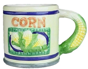 Decorative 3-D Corn Harvest Coffee Mug Corn Handle Green Yellow Blue Orange New - Picture 1 of 8