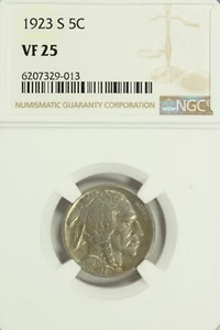 1923-S Buffalo Nickel : NGC VF25 - Picture 1 of 4