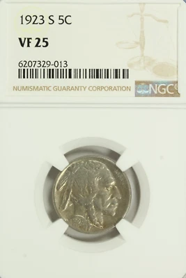 1923-S Buffalo Nickel : NGC VF25 - Image 1 of 4