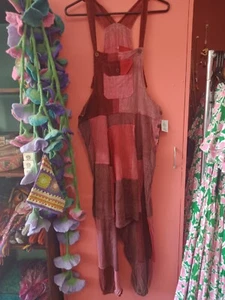 Patch  funky cotton overalls S  baggy style hippy festival boho gypsy  - Picture 1 of 6