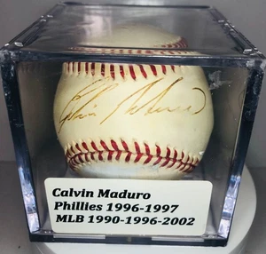 CALVIN MADURO PHILADELPHIA PHILLIES 1996-1997 MLB 1990-1996-2000 BASEBALL SIGNED - Picture 1 of 8