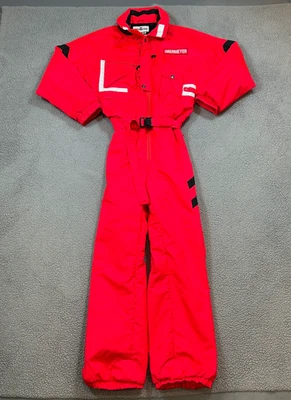 Vtg Obermeyer Ski Suit Mens One Piece Snowsuit Snow Bib Neon Red Retro XL - Image 1 of 4