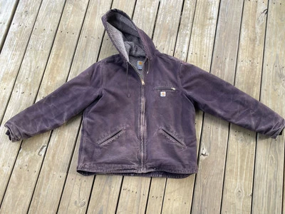 Женская холщовая куртка с капюшоном Carhartt Sherpa с подкладкой фиолетовая слива WJ141 DWN XL - Изображение 1 из 4