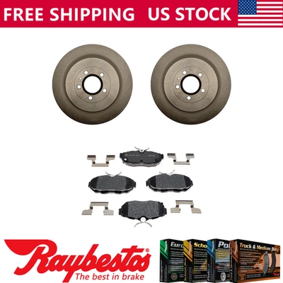 Rear Brake Rotors + Ceramic Brake Pads & Hardware For 2013-2014 Ford Mustang - Изображение 1 из 4