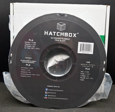 HATCHBOX 3D PLA-1KG1.75-BLK 1.75 mm -Carrete 2.2lb Foto 1 de 2