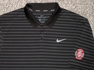 Neu ohne Etikett Nike Golf Dri-Fit Polo L schwarz & grau gestreift mit Swoosh & OSU Golf für Herren - Bild 1 von 3