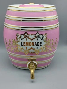 Dispensador de jarra de limonada de cerámica Two's Company de colección 2 galones de capacidad rosa/oro - Imagen 1 de 9