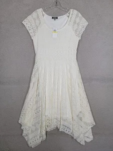 Abito estivo pizzo panna medio Neiman Marcus orlo a fazzoletto manica corta midi - Foto 1 di 8
