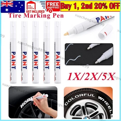 White Paint Pens Set Permanent Marker Marking Pen For Car Rubber Tyre Waterproof - image 1 of 4