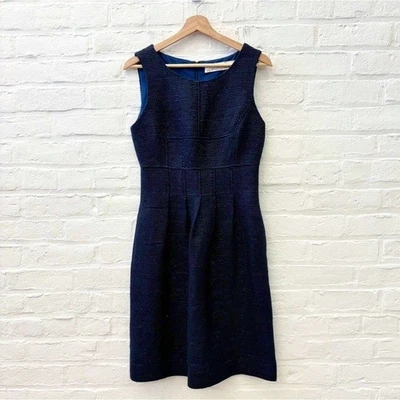 Vestido Lela Rose || Tweed Metálico Brillo Ajuste y Acampanado Azul Marino Negro 6 Foto 1 de 4