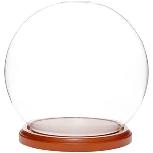Plymor 7.5" x 8.5" Glass Display Dome Globe Cloche (Walnut MDF Base) - Picture 1 of 2