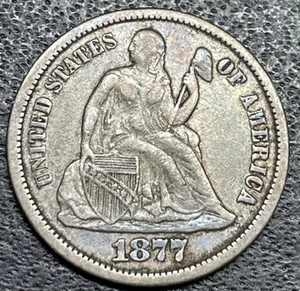 1877-CC Seduto Liberty Dime, Alta Qualità - Popolare Carson City Edizione Zecca - Foto 1 di 2