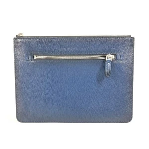 Salvatore Ferragamo logo Pouch with strap Clutch bag Leather Navy - Picture 1 of 14