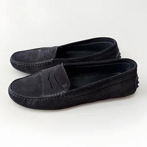 Tods Black Suede Driving Moccasins Loafers Size 38.5 Slip On Comfort Luxury  - Picture 1 of 7
