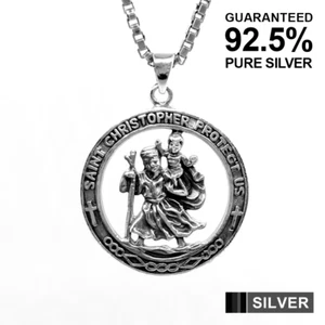 925 Sterlingsilber SAINT ST CHRISTOPHER Schutz Anhänger ✔️massiv ✔️UK Verkäufer - Bild 1 von 10